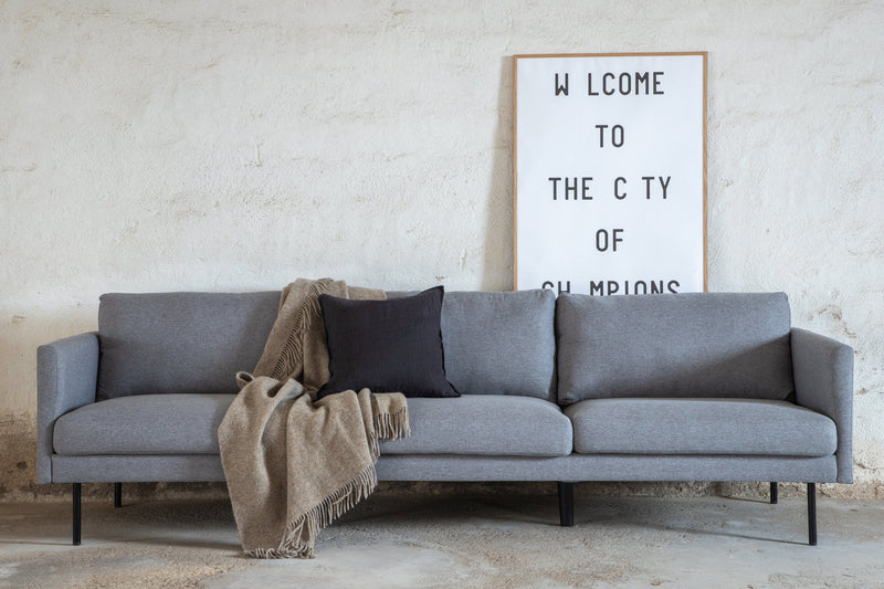 Venture Home - Zoom 3-personers sofa – Sort / Stålgrå stof – 260×80×78 cm