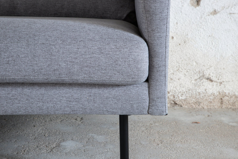 Venture Home - Zoom 3-personers sofa – Sort / Stålgrå stof – 260×80×78 cm