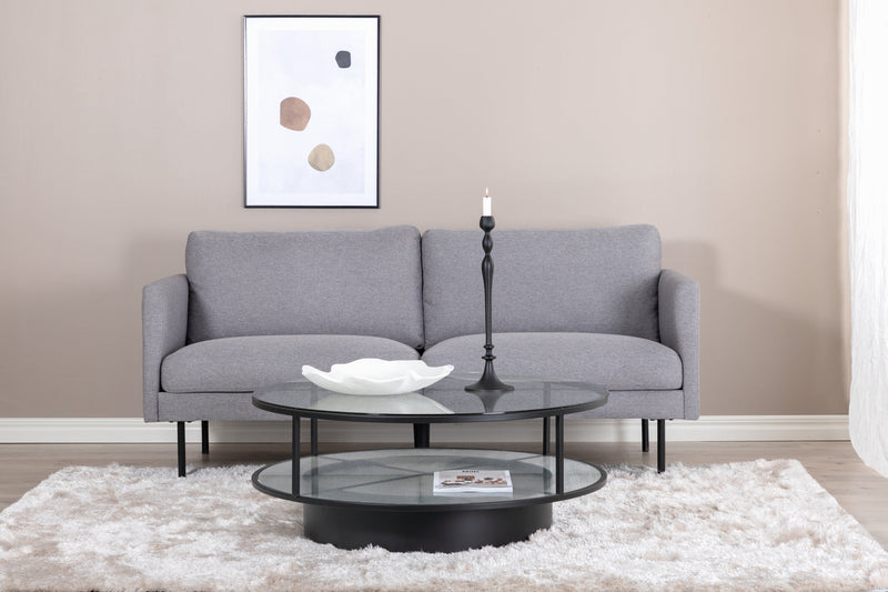 Venture Home Zoom 2-personers sofa – Sort / Stålgrå stof – 180×80×78 cm