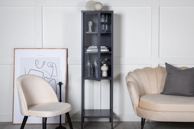 Venture Home - Misha skab – Grå stål med glasdør – 35×150×41 cm