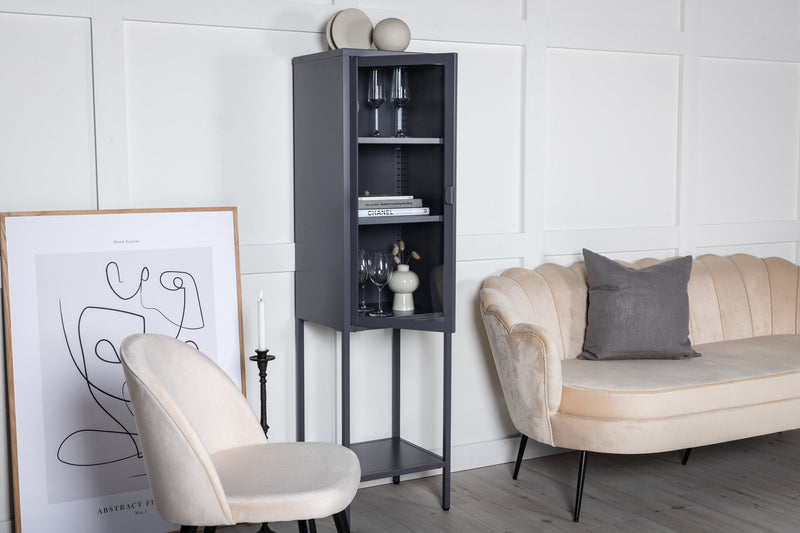 Venture Home - Misha skab – Grå stål med glasdør – 35×150×41 cm
