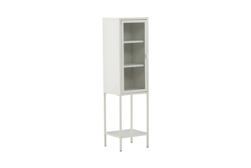 Venture Home - Misha skab – Hvid stål med glasdør – 35×150×41 cm