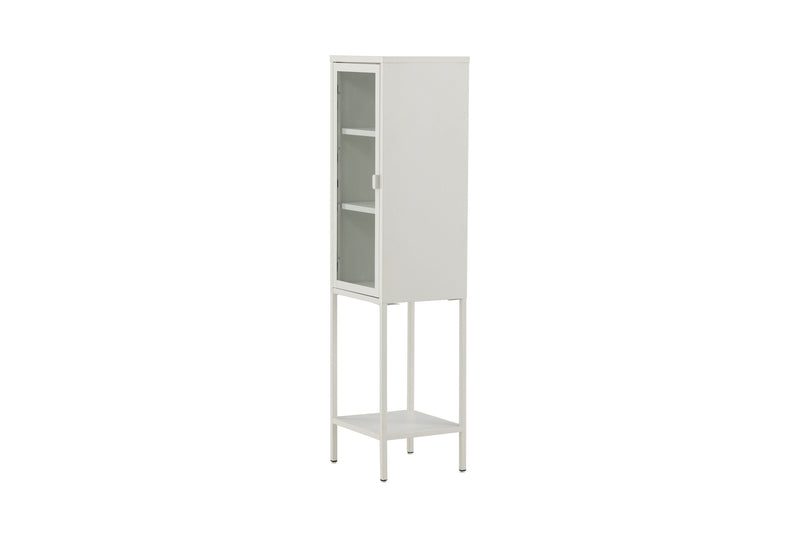 Venture Home - Misha skab – Hvid stål med glasdør – 35×150×41 cm