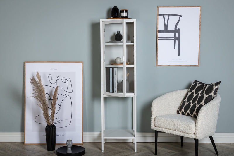 Venture Home - Misha skab – Hvid stål med glasdør – 35×150×41 cm