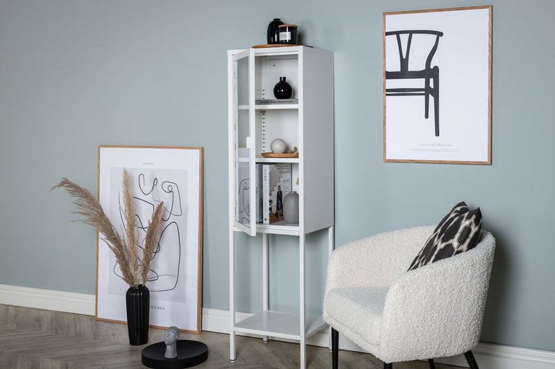 Venture Home - Misha skab – Hvid stål med glasdør – 35×150×41 cm
