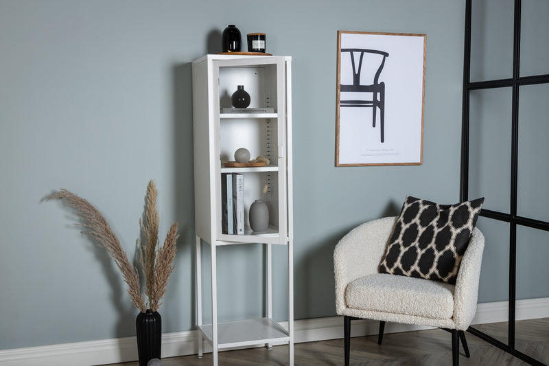Venture Home - Misha skab – Hvid stål med glasdør – 35×150×41 cm