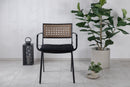 Venture Home Paola Dining Chair 4-pack - Black Steel / Nature Wicker / Black Cushion - Bolig og Haven
