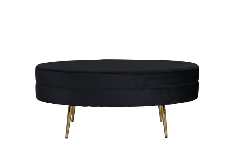 Venture Home Otto puf – Sort fløjl med messingben – 100×40×41 cm