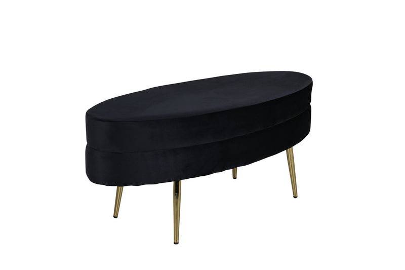 Venture Home Otto puf – Sort fløjl med messingben – 100×40×41 cm