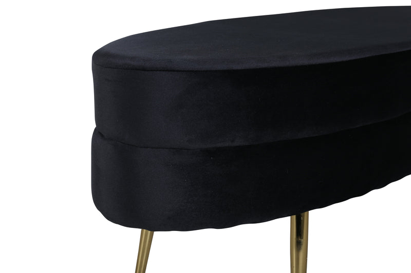 Venture Home Otto puf – Sort fløjl med messingben – 100×40×41 cm