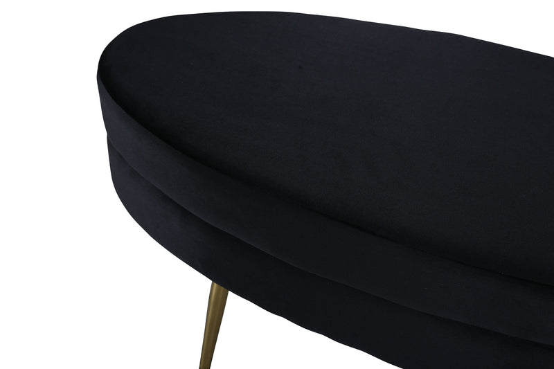 Venture Home Otto puf – Sort fløjl med messingben – 100×40×41 cm