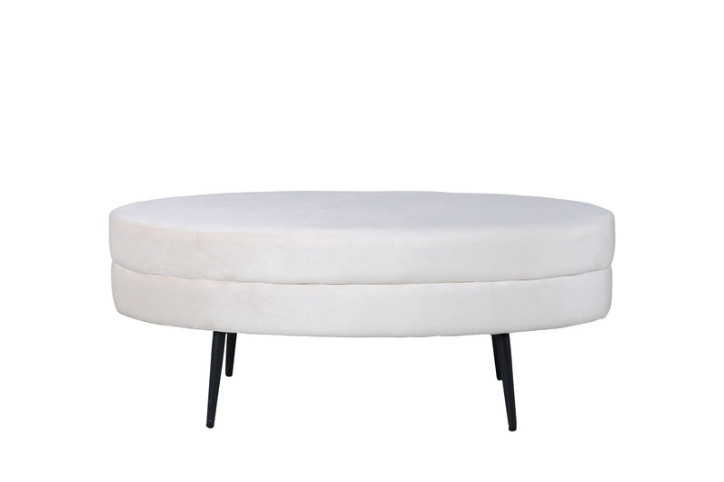 Venture Home - Otto puf – Beige fløjl med sorte stålben – 100×40×41 cm