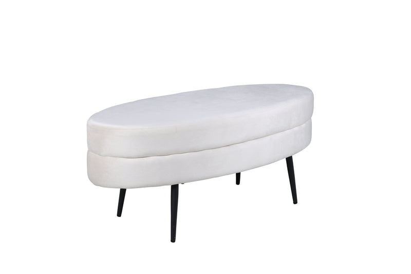 Venture Home - Otto puf – Beige fløjl med sorte stålben – 100×40×41 cm