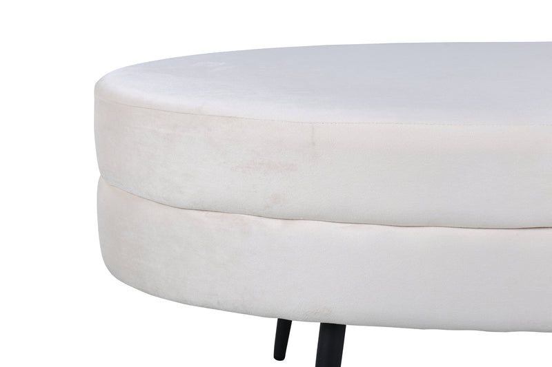 Venture Home - Otto puf – Beige fløjl med sorte stålben – 100×40×41 cm