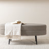 Venture Home Otto puf – Grå/beige Teddy med sorte stålben – 100×40×41 cm - Bolig og Haven