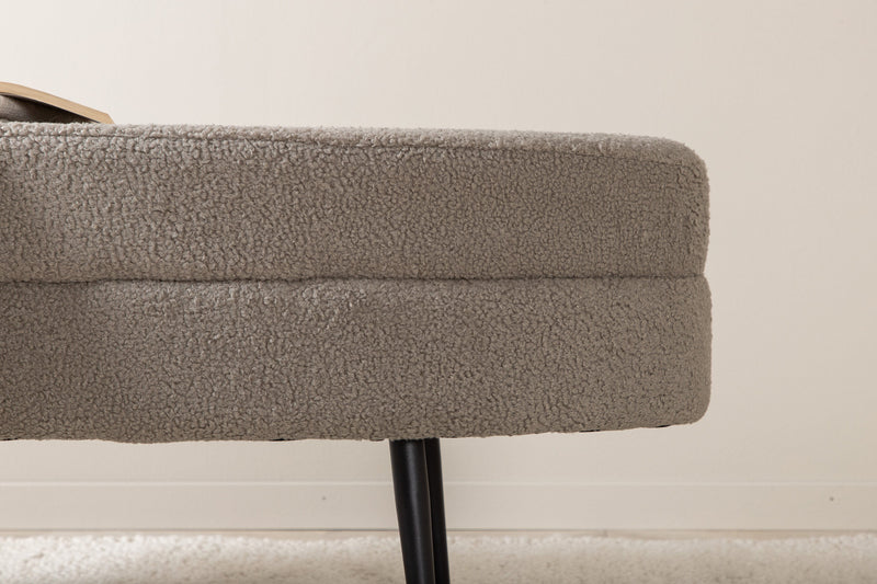 Venture Home Otto puf – Grå/beige Teddy med sorte stålben – 100×40×41 cm