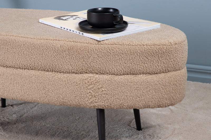 Venture Home Otto puf – Sort / Beige teddy – 100×40×41 cm