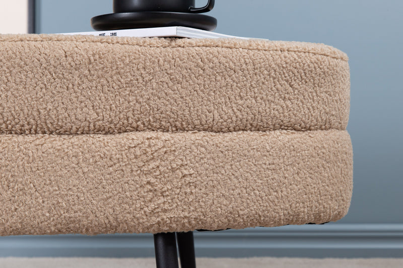 Venture Home Otto puf – Sort / Beige teddy – 100×40×41 cm