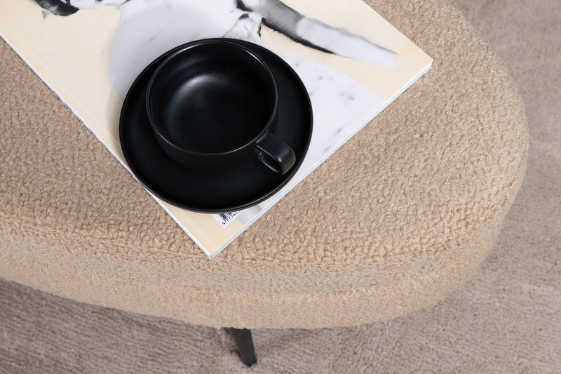 Venture Home Otto puf – Sort / Beige teddy – 100×40×41 cm