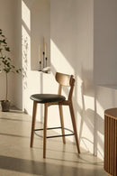 Pero Barstol, eg, Sort PU, 46,8x50,4x93,2 cm, Sæt af 2