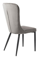 Hudson Spisebordsstol, Grå Velour, 52x61x99 cm, Sæt af 2