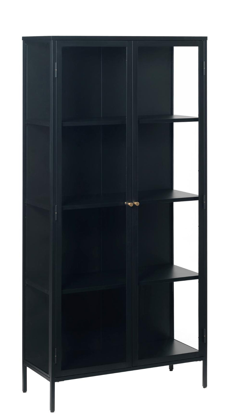 Carmel Højskab, 190 cm - Sort Metal med 2 Glaslåger