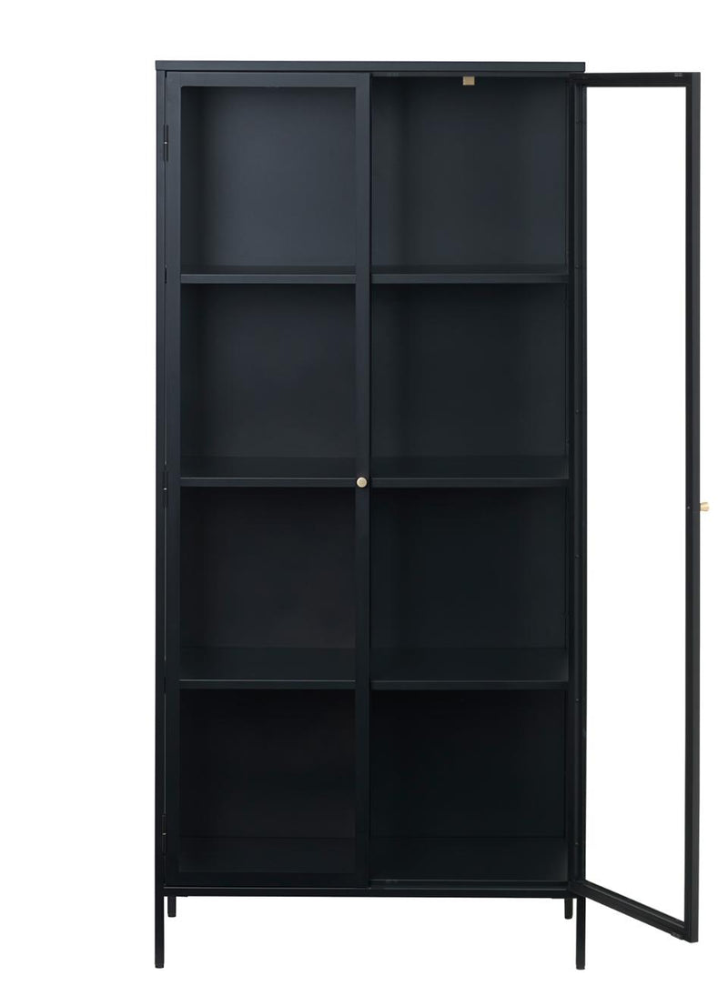 Carmel Højskab, 190 cm - Sort Metal med 2 Glaslåger