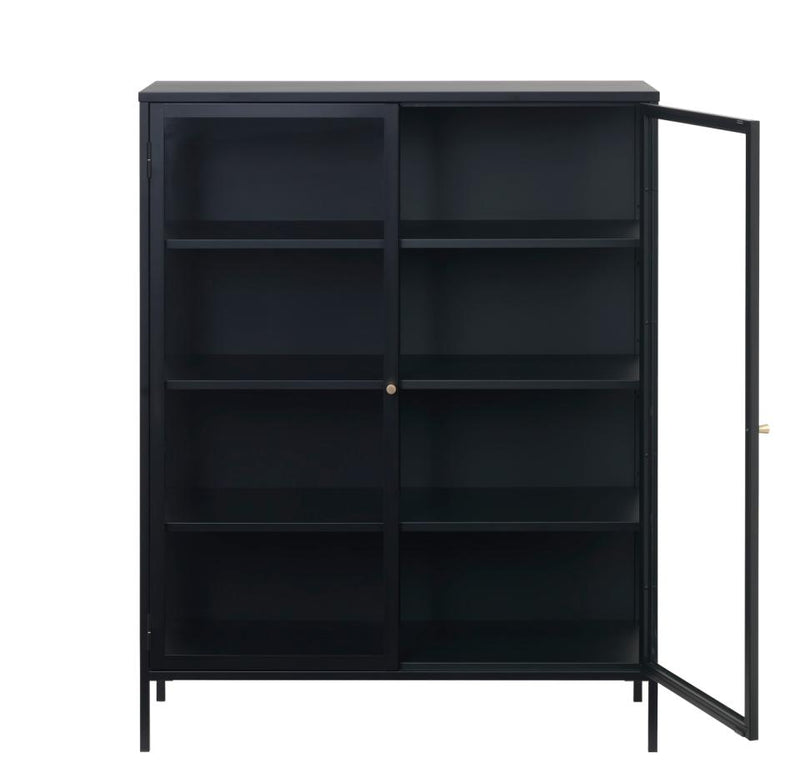 Carmel Skab Sort - Moderne Opbevaringsskab med Glaslåger