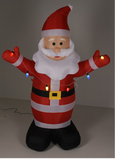 Oppustelig julemand m. LED-lys, H190 cm
