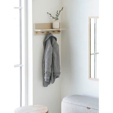 House Nordic - Rocca væghylde med knager – Beige – 50×12×16 cm