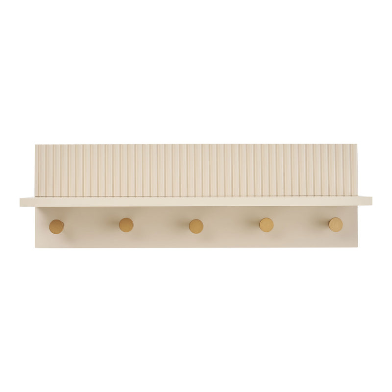 House Nordic - Rocca væghylde med knager – Beige – 50×12×16 cm