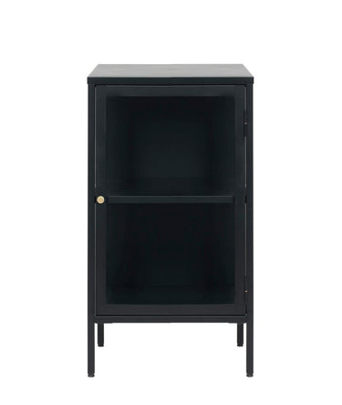Carmel Skænk 45 cm - Sort Metal med Glaslåge