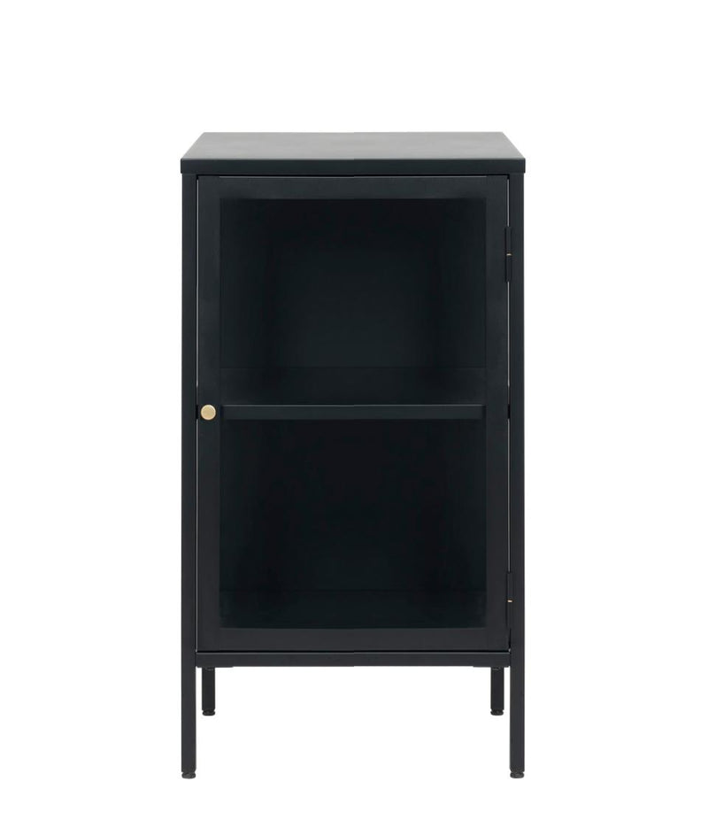 Carmel Skænk 45 cm - Sort Metal med Glaslåge