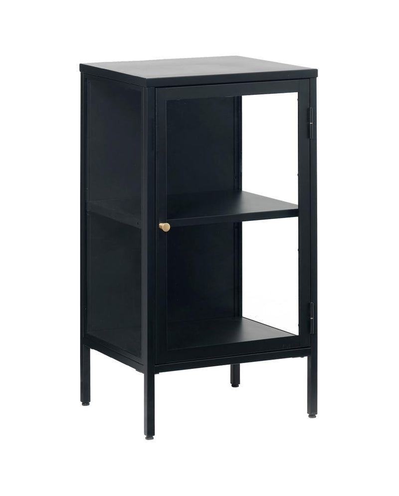 Carmel Skænk 45 cm - Sort Metal med Glaslåge