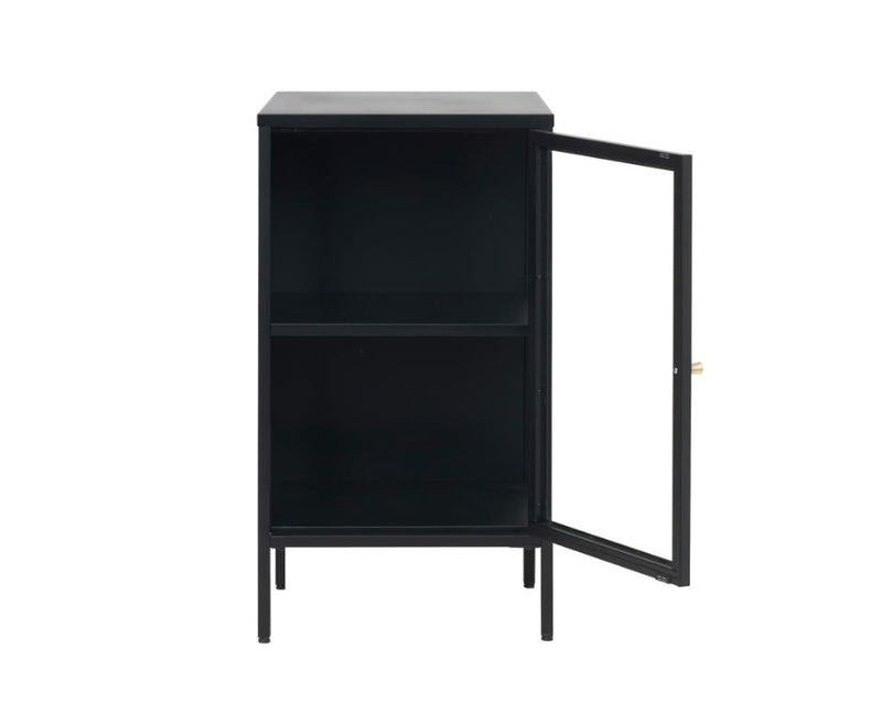 Carmel Skænk 45 cm - Sort Metal med Glaslåge