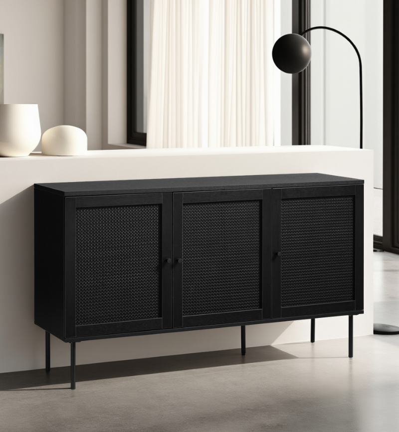 Pensacola Skænk, Sort Melamin, 140x40x80 cm