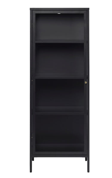 Carmel Højskab - Sort Metal med Glaslåge, 160x58x40cm