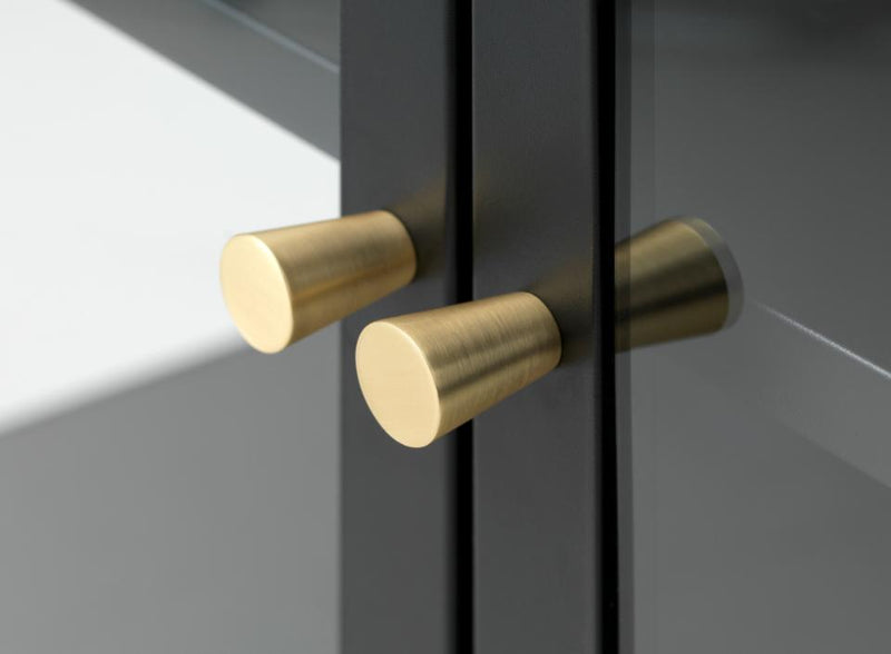 Carmel TV-bord - Sort Metal med Glaslåger, 132x40x52cm