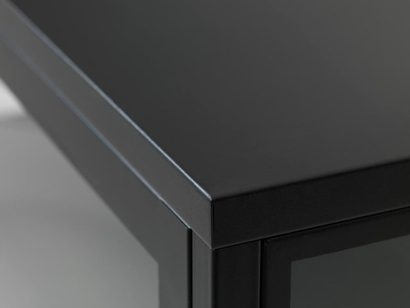 Carmel TV-bord - Sort Metal med Glaslåger, 132x40x52cm