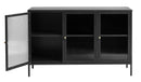Bronco skænk, 3 sektioner, sort metal, guldfarvet greb,132x40x85cm