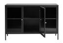 Bronco skænk, 3 sektioner, sort metal, guldfarvet greb,132x40x85cm