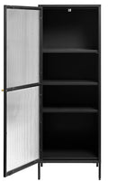 Bronco glasskab - sort metal, guldfarvet greb, 160x58x40cm