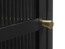 Bronco glasskab - sort metal, guldfarvet greb, 160x58x40cm