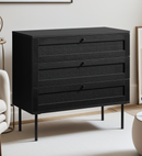 Pensacola Kommode, Sort Melamin, 80x40x75 cm, 3 Skuffer
