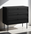 Pensacola Kommode, Sort Melamin, 80x40x75 cm, 3 Skuffer