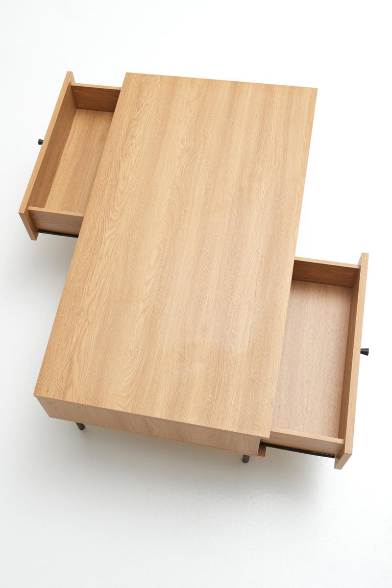 Pensacola Sofabord Melamin Egetræs-Look, 110x60x42 cm, 2 Skuffer