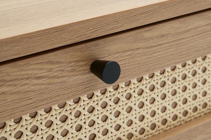 Pensacola Sofabord Melamin Egetræs-Look, 110x60x42 cm, 2 Skuffer