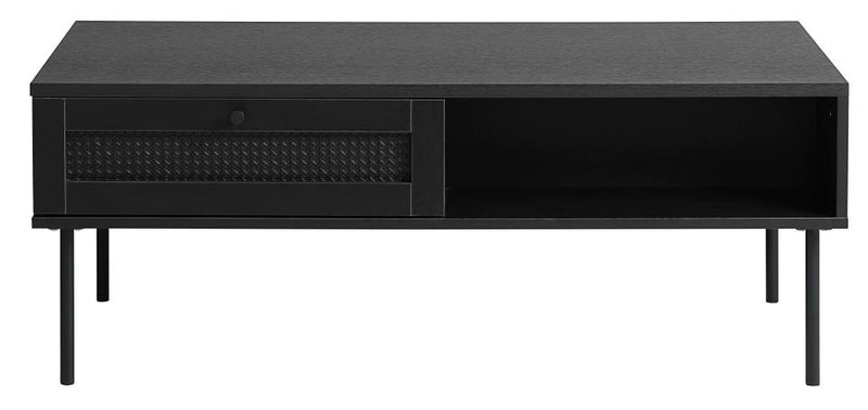 Pensacola Sofabord, Sort Melamin, 110x60x42 cm, 2 Skuffe