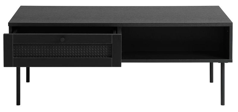 Pensacola Sofabord, Sort Melamin, 110x60x42 cm, 2 Skuffe