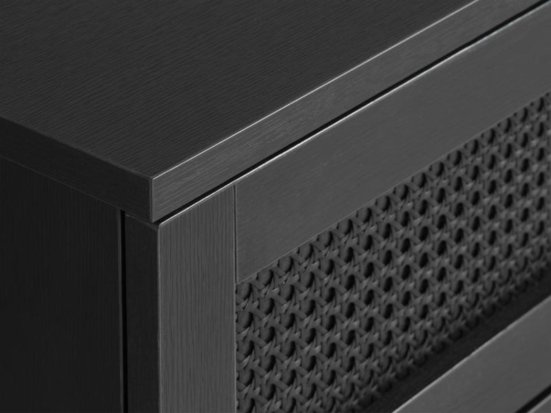 Pensacola Sofabord, Sort Melamin, 110x60x42 cm, 2 Skuffe